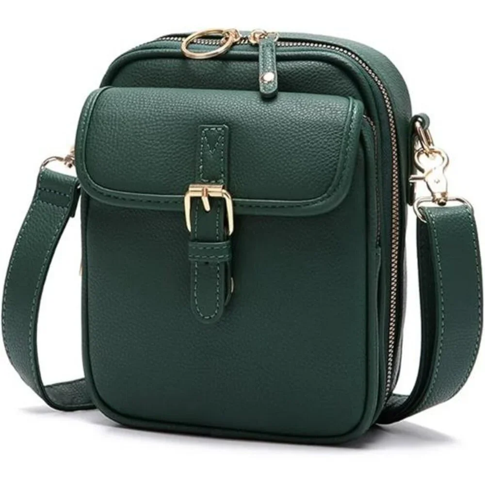 Vintage Crossbody Messenger Bag Small PU Leather Shoulder Bag with Card Slots